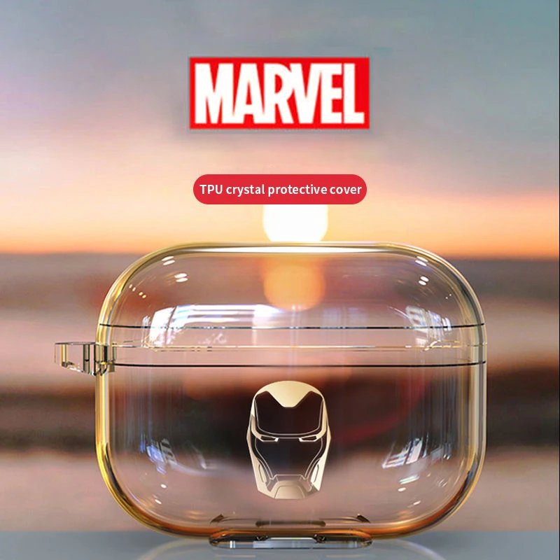 Роскошный чехол для беспроводных наушников из ТПУ с принтом Marvel Железный человек