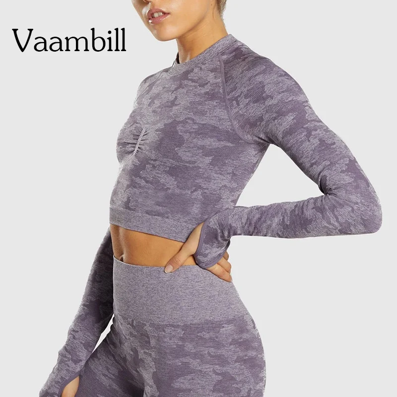 Женская Спортивная футболка с длинным рукавом для йоги, Женский бесшовный топ для спортзала, топы для тренировок, женская спортивная футболка, одежда для фитнеса, спортивная одежда