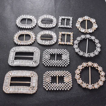 

2pcs/lot Alloy shoes buckles women dress ribbon knot belt buckles with rhinestones shiny crystal accessories for clothings