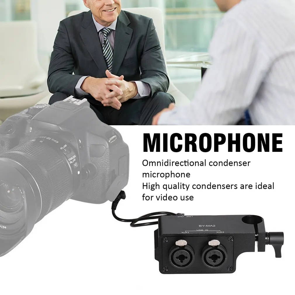 BY-MA2 Двухканальный аудио микшер XLR Jack 6,5 мм до 3,5 мм Беспроводная микрофонная система для DSLR камеры
