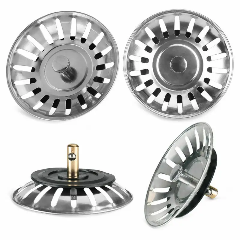 

Stainless Steel Waste Plug Sink Filter Hair Catcher Drains Kitchen Sink Strainer Stopper Bathroom Tools Kitchen Accessories PTCS