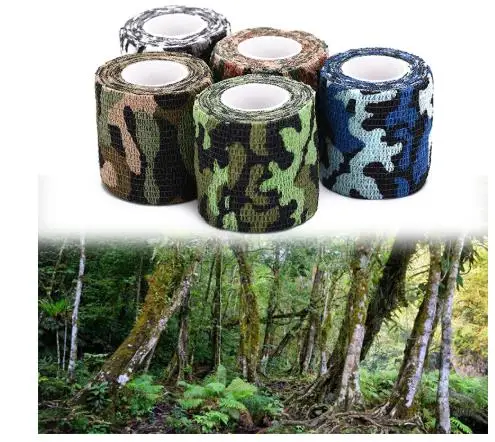 

2pcs 4.5m 5cm Military Stretch Medical Bandage Camouflage Tape Self-Adhesive Gun Decor New