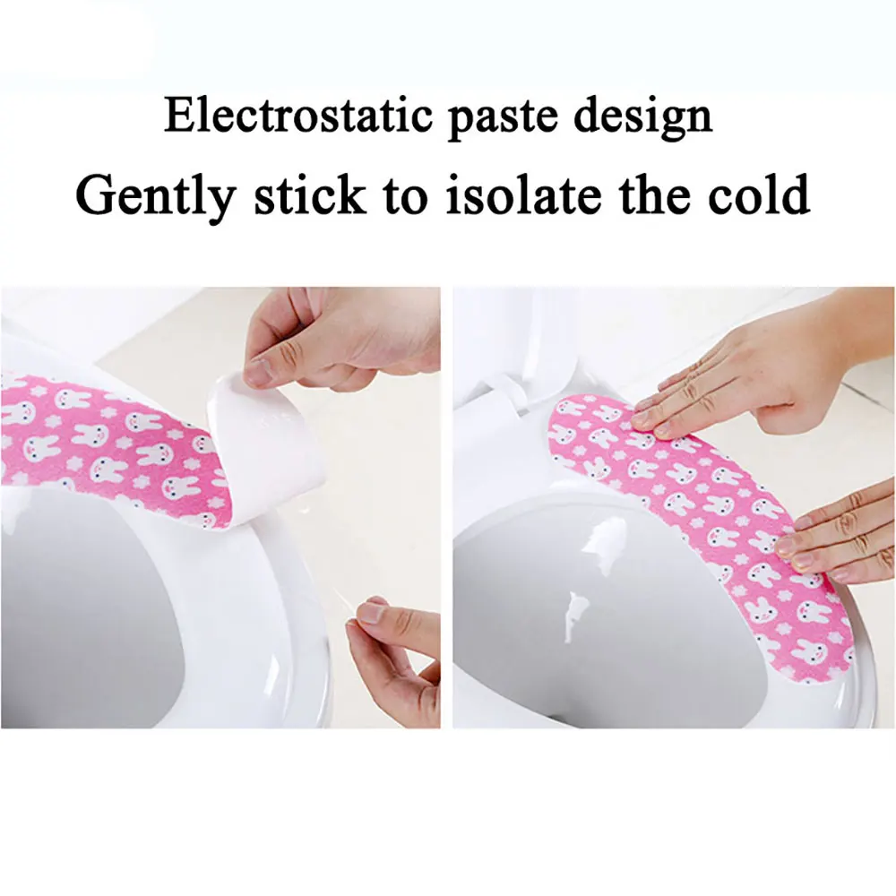 Silicone world 1 Pair Reusable Warm Toilet Seat Filling Washable Bathroom Mat Seat Cover Thick cartoon sticky Toilet cushion 4