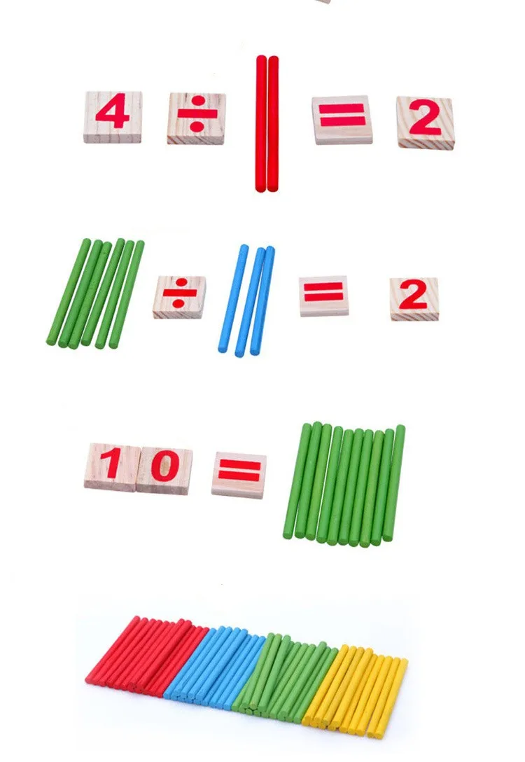Montessori Toys Math Educational Wooden Toys for Children Early Learning Puzzle Kids Number Counting Sticks Teaching Aids GYH