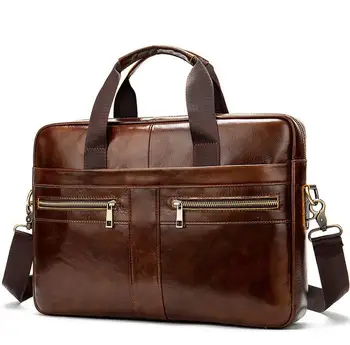 

Men Leather Briefcase Men Laptop Package Natural Leather Men Messenger Bag High Quality Large Capacity Portable Briefcases