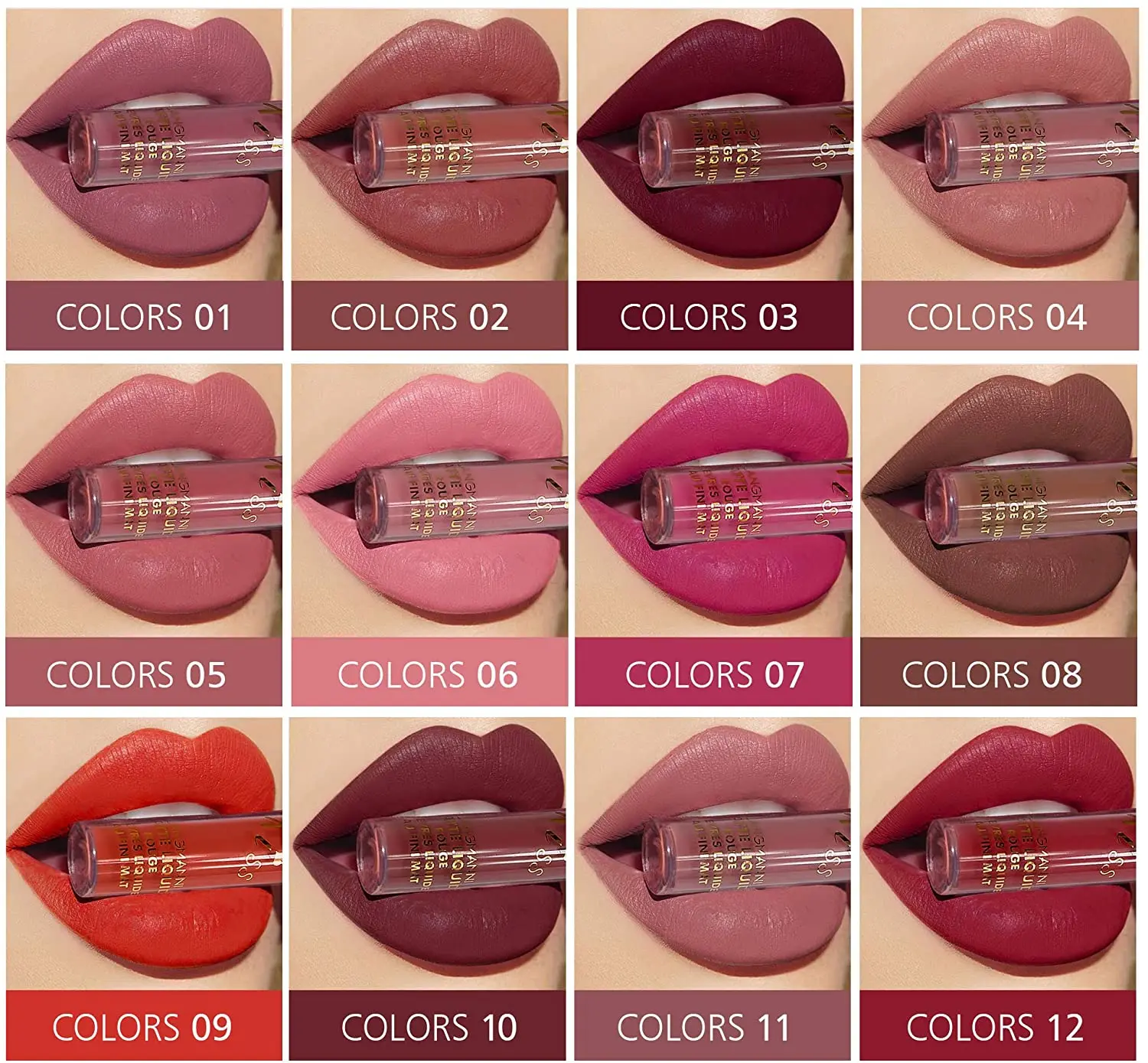 Batom à Prova Sexy Cores Batom Líquido Aveludado Conjunto Dwaterproof Água Hidratante Cosméticos Batons Matte Nude Kit 12 4 High Quality Beleza e saúde