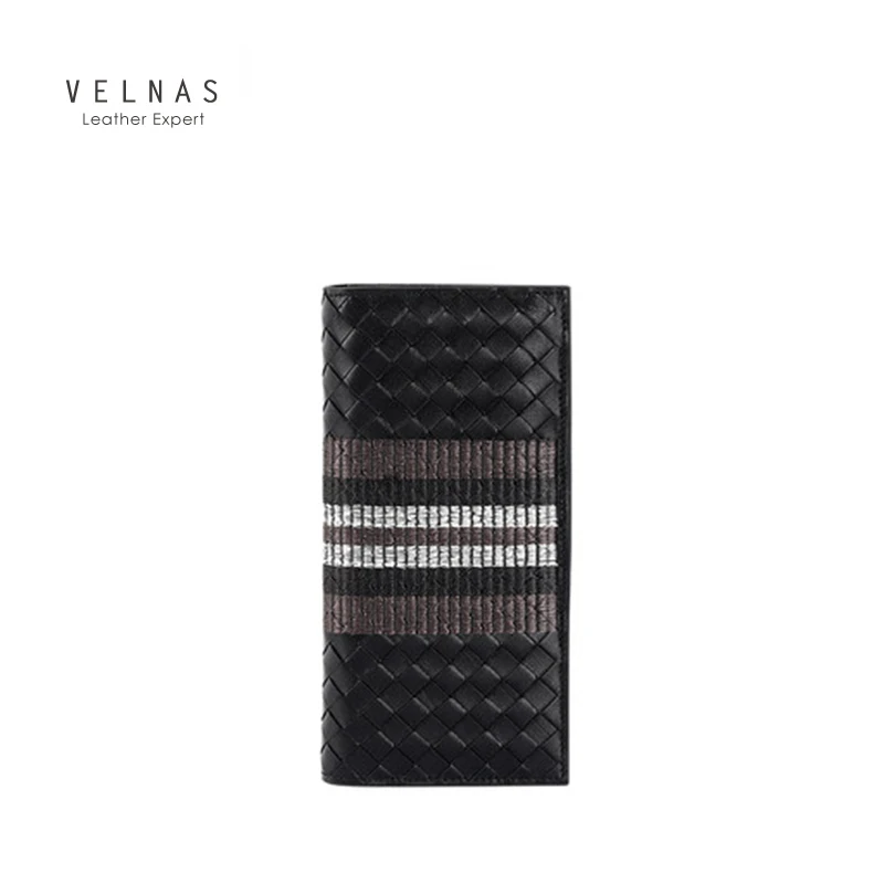 

Wallet men's long version personalized woven leather Korean version of ultra-thin youth embroidery men's wallet men's wallet