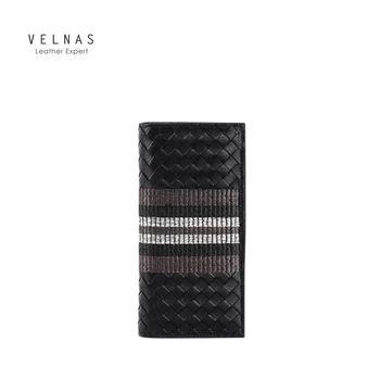 

Wallet men's long version personalized woven leather Korean version of ultra-thin youth embroidery men's wallet men's wallet