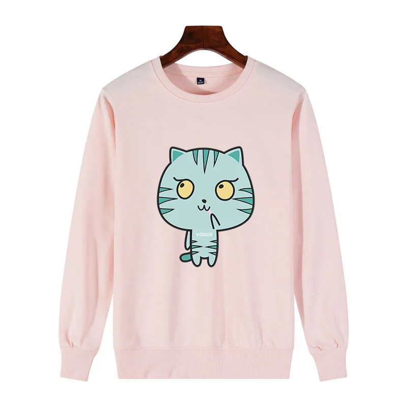 

Comic Theme Print Little monster cat New Women 100% Cotton Sweatshirt Full of Fun Casual Cool Personality Womens Pullover