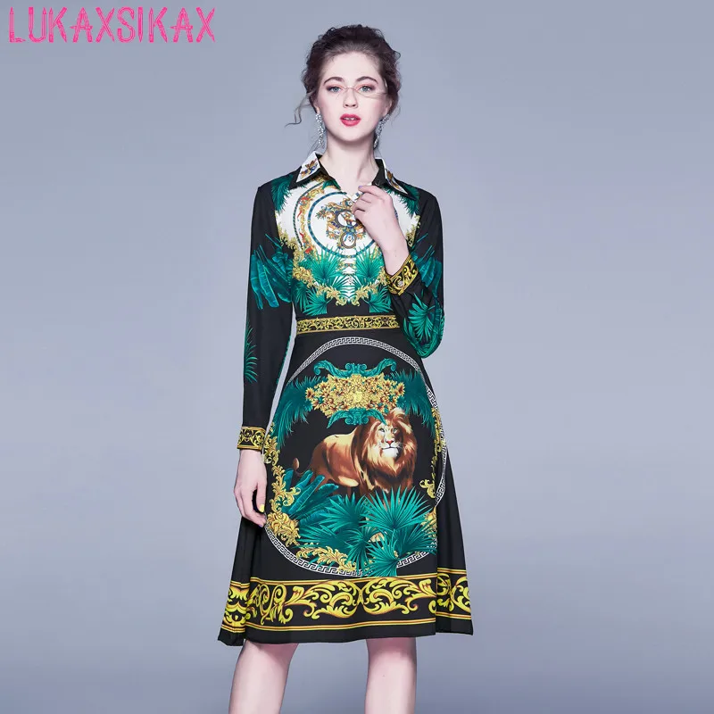Новинка 2019 Осеннее женское платье LUKAXSIKAX с длинным рукавом высококачественное