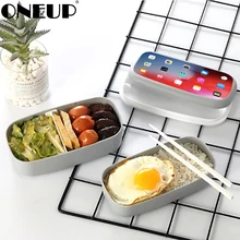 ぶら下げoneup電子レンジ2重層弁当箱コンパートメント漏れ防止弁当箱絶縁食品容器と箸