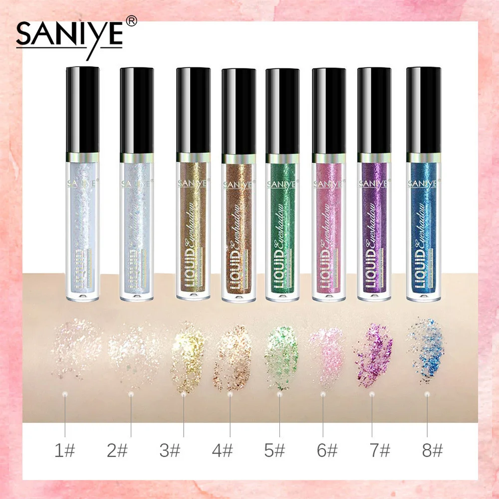 SANIYE жидкие тени для век Shimmer Shine Eye Shadow водонепроницаемые блестящие тени для век Макияж Косметика 8 цветов стойкий R1198