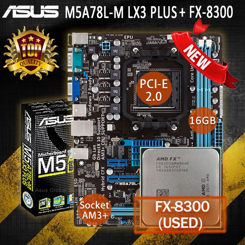 Asus M5a78l M Lx3 Plus Amd 760g With Fx 8300 Cpu Motherboard Combo Pci E 2 0 Ddr3 16gb Micro Atx Motherboard Placa Mae Kit New Motherboards Aliexpress