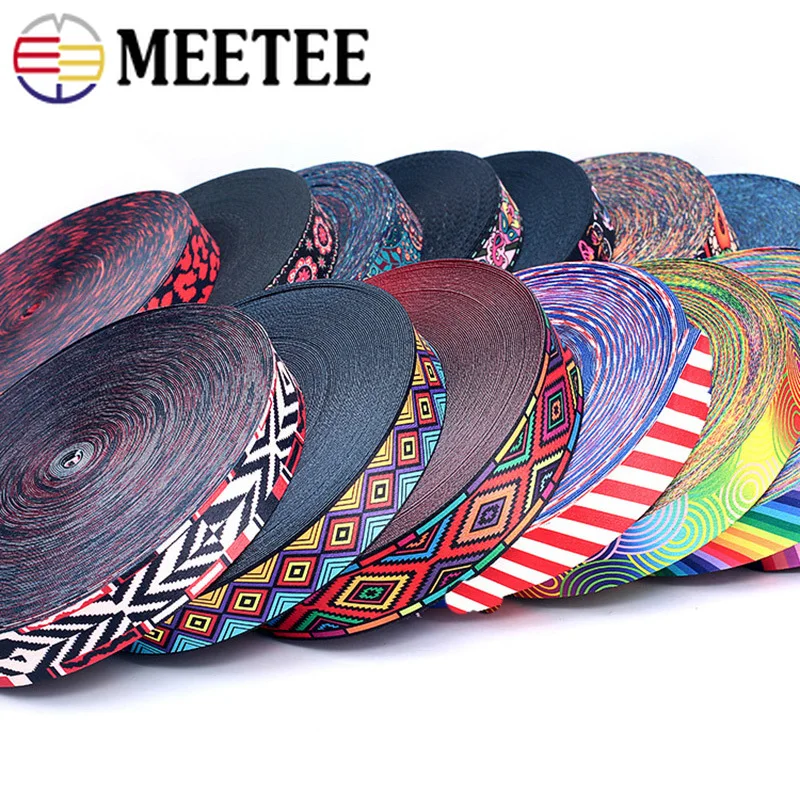 Meetee, 5 метров, 38 мм, модный принт, этническая жаккардовая лента для сумки, ремень, лента, сделай сам, текстиль, одежда, лента декоративная, для шитья, аксессуары