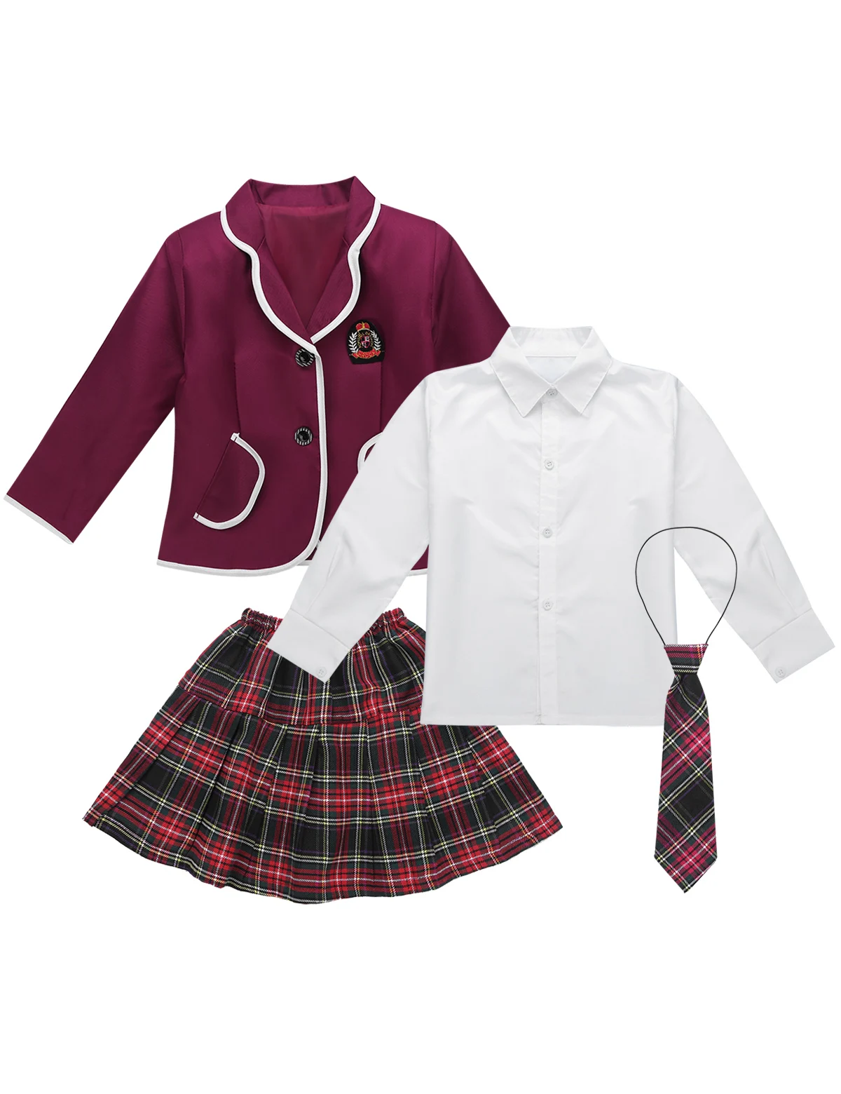 Детская школьная форма, школьная форма, японский Рейв, Маскарадные костюмы, костюм, Детское пальто с длинными рукавами для девочек и рубашка, мини-юбка для танцев с галстуком