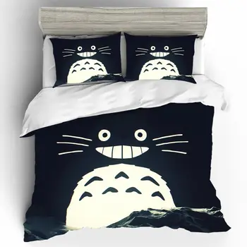 

Bedding Sets Cute Totoro Bed Linen Set Duvet Cover Single Queen King Size Home Textile Anime Bedding Set Roupa De Cama Bed Sheet