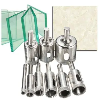 

10pcs Diamond Coated Drill Bit Set Tile Marble Glass Ceramic Hole Saw Drilling Bits For Power Tools