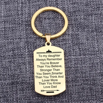 

Dog Tag Jewelry To My Daughter Pendant You Are Braver Than You Believe Inscription Keepsake Script Key Tag Bag Women Keychain