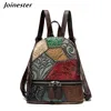 Women Patchwork Full Grain Leather Backpack Retro Style Small Daypack Casual College Travel Bag Girls Mini Schoolbag 1