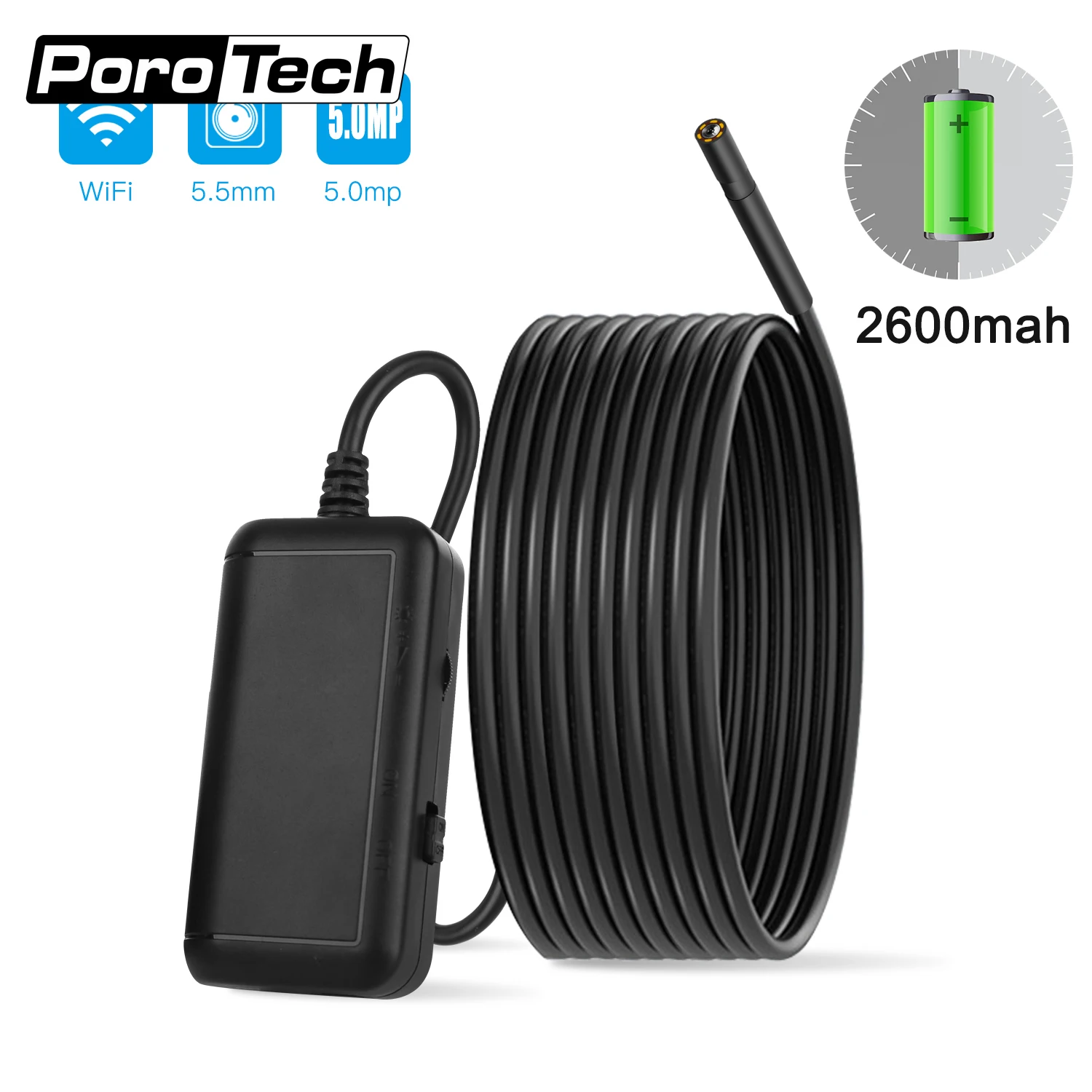 F220 Endoscope Camera Pipe Pipeline & Drain Sewer Inspection System Wireless Endoscope HD Borescope Rigid Cable for Mobile Phone