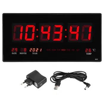 

Wall Digital Clock LED Electric Calendar Wall Clock with Noctilucence Hanging Clock for Home Bedroom Office EU Plug 110-220V