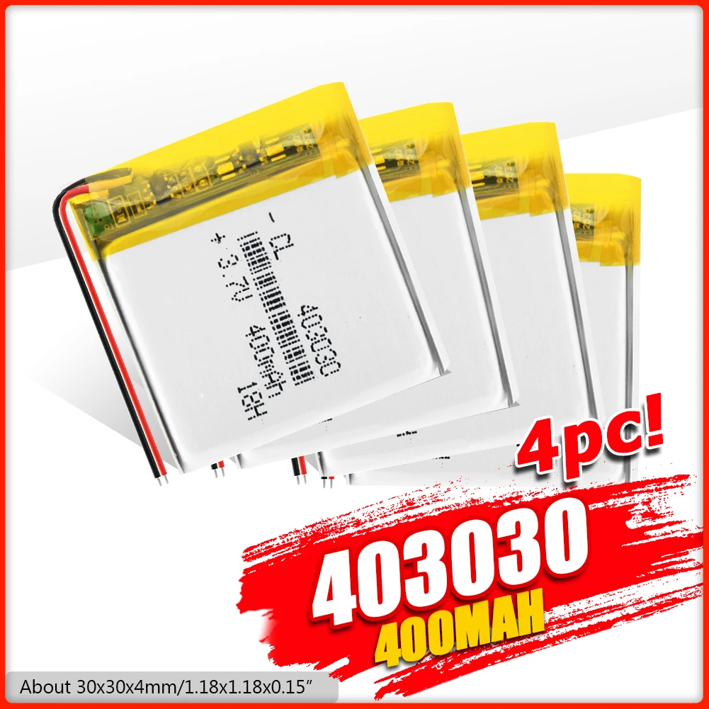 Литий ионный аккумулятор 403030 400 мАч 1/2/4x3 7 В литий полимерные аккумуляторы внешний