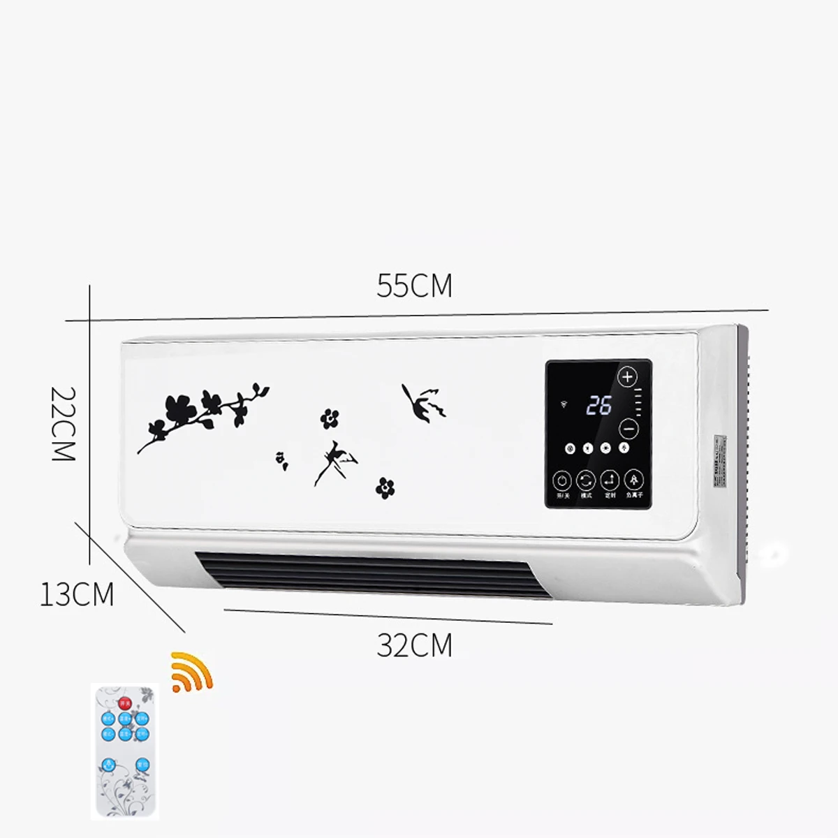  220V 2000W Wall-mounted Remote Control Heater Home Energy Saving Heating Heating Fan Bathroom Air C - 4000134094739