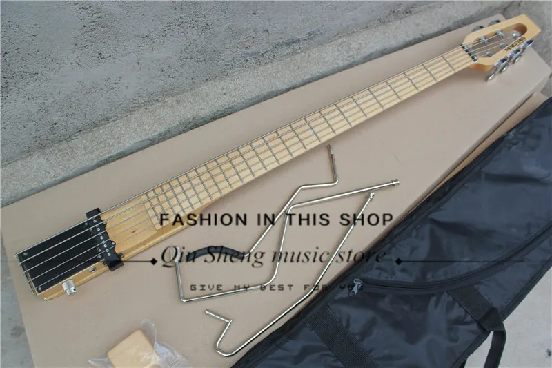 free shipping custom 4\5 strings mini electric bass guitar 9V cell box\battery holder mute \ portable\travel maple neck | Спорт и