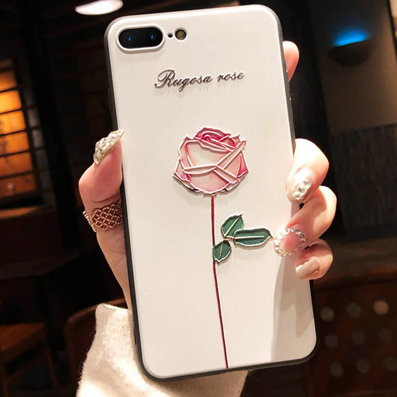 3D Flower Relief Embossed Silicone Phone Case - Cute Design