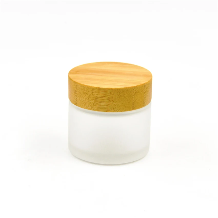 50 шт* 100 г 50 шт* 50 г+ бамбуковая стеклянная баночка для косметики для крема для лица упаковка стеклянная банка с крышками бамбуковая матовая прозрачная бамбуковая бутылка - Цвет: Frosted Clear