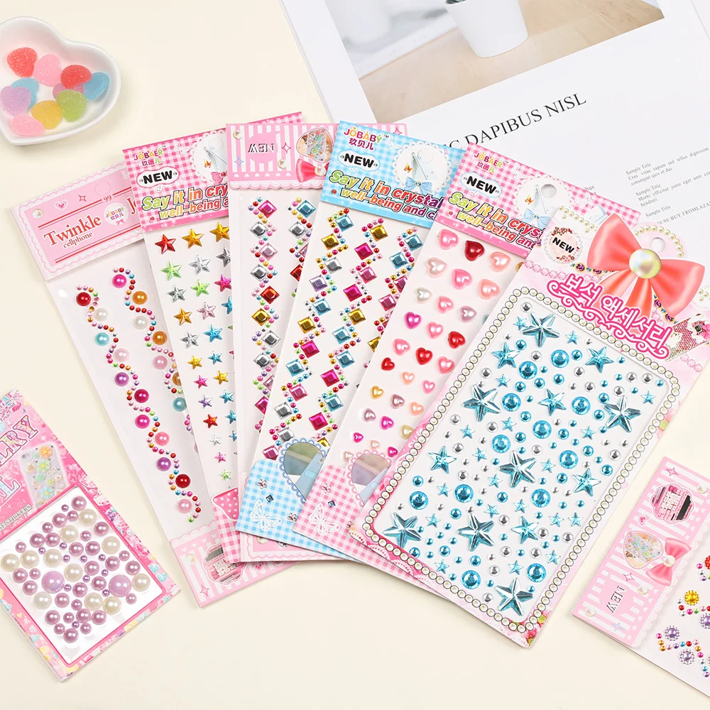 

1 Sheet Crystal Diamond Rhinestone Sticker Cute Self Adhesive Scrapbooking Stickers Kids Multi-styles DIY Stickers Toy