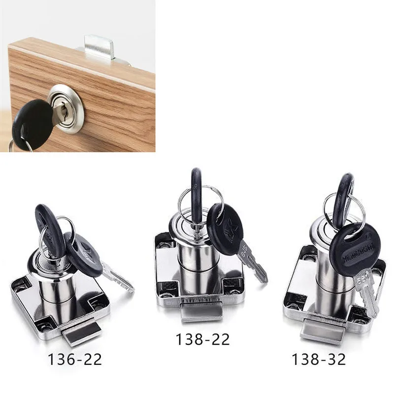 

1pc 136-22mm 138-32mm Zinc alloy Desk drawer lock high quality Wardrobe Cabinet Cam Locks Anti-theft Security Furniture Hardware