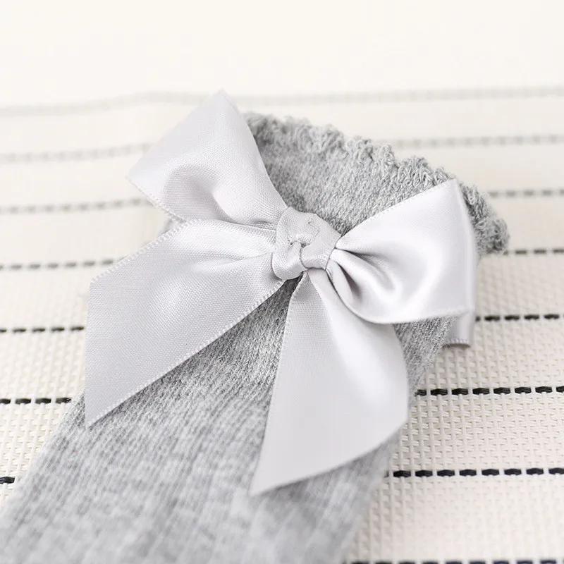 Cotton knee socks for girls big bow knee high long kids autumn winter style do not slip