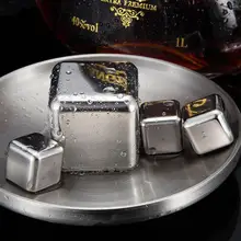 1 шт. 52 мм кубик льда из нержавеющей стали многоразовый квадратный блок льда с коробкой для виски вино напитки пиво, сок(серебро