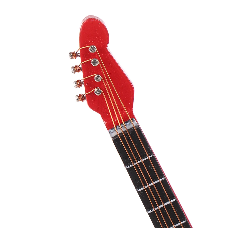 Guitarra Eléctrica 1:12 escala en caso Rojo Instrumento Musical Música Casa De Muñecas 