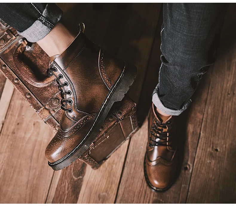 Мужские ботинки из натуральной кожи; сезон зима-весна-осень; водонепроницаемые ботильоны; ботинки для верховой езды; уличные рабочие зимние ботинки; мужская обувь