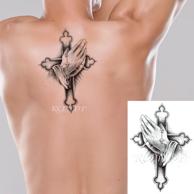 Praying Hands With Cross Tattoo