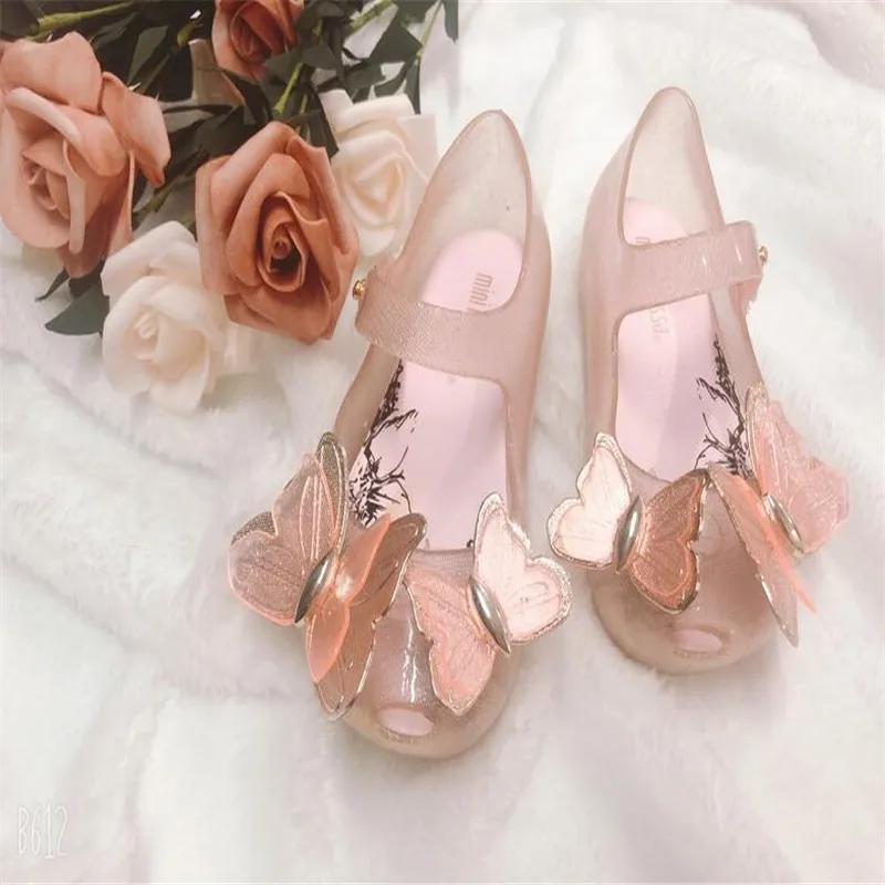 Модная мини-обувь для девочек Melissa; прозрачная обувь с бабочкой; сандалии для маленьких девочек; детская обувь; обувь для малышей - Цвет: Розовый