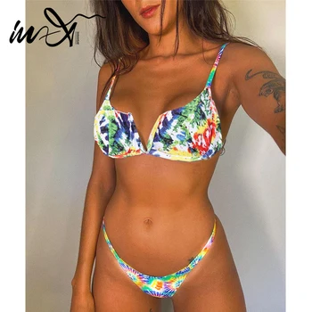 

In-X Colorful print swimsuit female Sexy push up bikini set 2020 Underwire swimwear women bathers bathing suit swimming suit