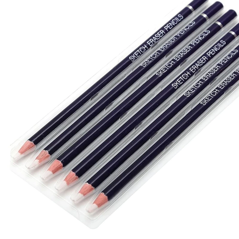 6PCS Artist Eraser Pencils Sketch Pencil Eraser Drawing Pen-Style Erasers Ideal for Artist Beginners Home School Office 2