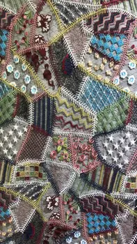 

top quality Modern design diamond pattern African Flower mul ti color embroidery tulle lace fabric for ladies dress