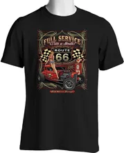 Route 66 الساخن رود تي شيرت Pinup الفتيات الفئران قضيب pinالمشارب صغيرة إلى 6XL و طويل القامة المتضخم القمم تي شيرت(China)
