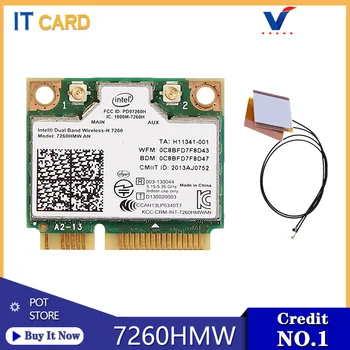 

Dual Band 2.4Ghz/5Ghz For Intel Wireless-N 7260 7260HMW AN Wifi Card 802.11a/g/n 300Mbps Bluetooth 4.0 mini PCI-E Wireless Card
