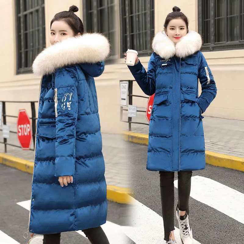 

2019 Winter New Style WOMEN'S Dress Gold Velvet Cotton-padded Clothes Cotton-padded Jacket Mid-length Korean-style Thick Coat Br
