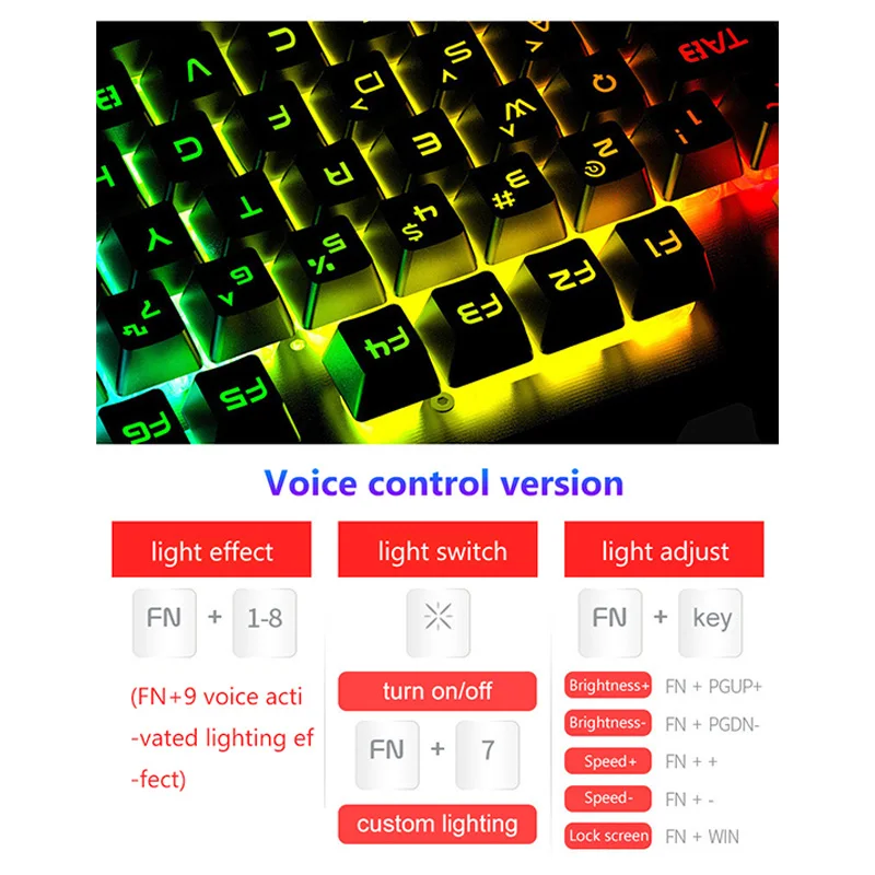 USB Проводная имитация механической клавиатуры RGB светодиодная подсветка
