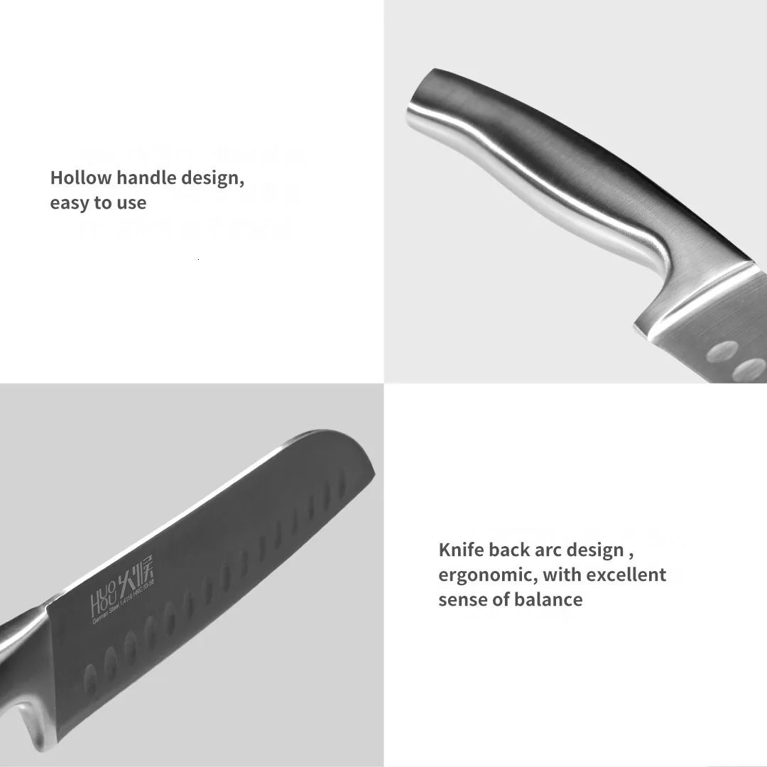 Xiaomi German DIN Molybdenum Vanadium Steel Knife Set 6 pieces Extreme Wear-resistant, Long-lasting Sharp Steel Knife Set With Knife Seat