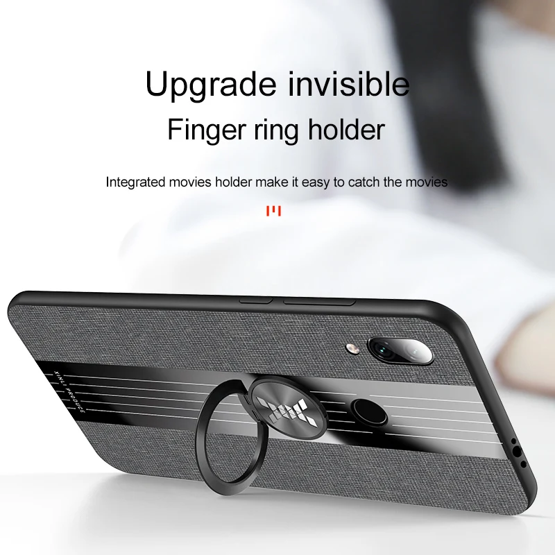 For Xiaomi Redmi Note 7 Case Luxury Hard Cloth With Ring Stand Magnet Slim protect Back cover for xiaomi redmi note 7 pro redmi7