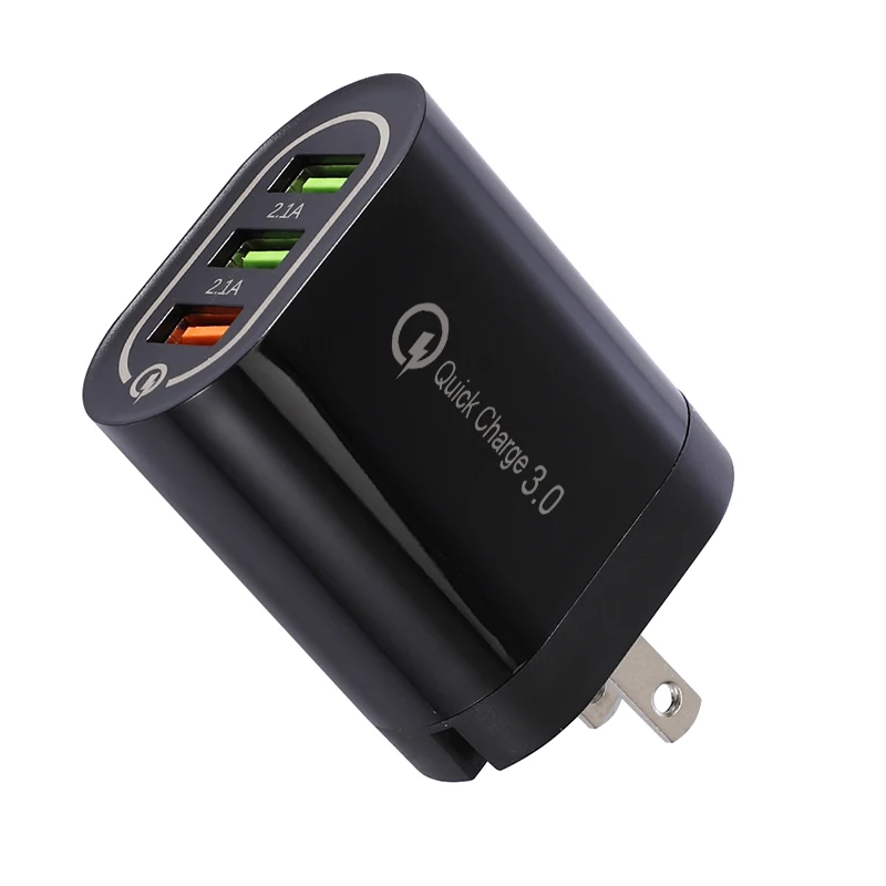 Зарядное устройство для телефона 3 порта USB 3A Max умное быстрое зарядное устройство для путешествий настенное зарядное устройство адаптер для iPhone samsung Xiaomi Redmi Note 7 8 Adapte - Тип штекера: US Plug Black