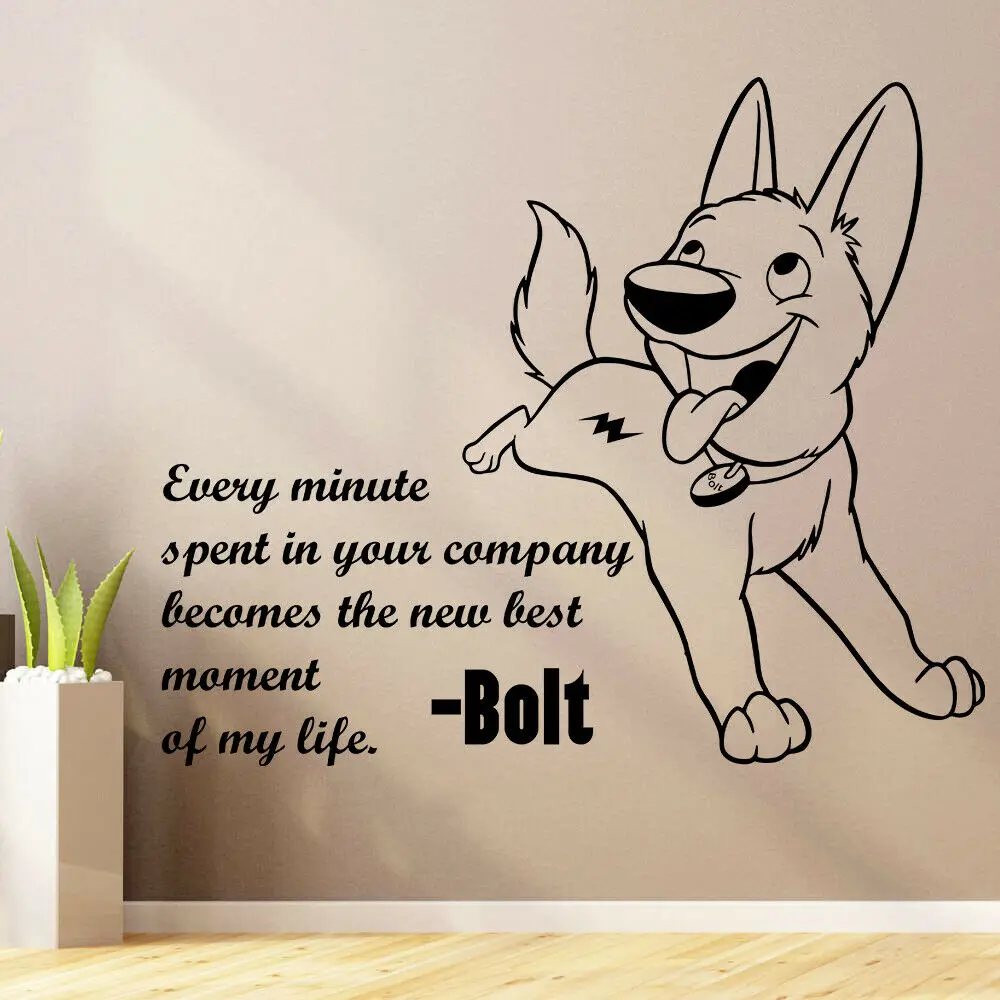 buy Bolt Cartoon Wall Decals Life Quote Pets Dog Kids Bedroom Nursery Interior Decor Door Window Vinyl Stickers Art Lettering Q351