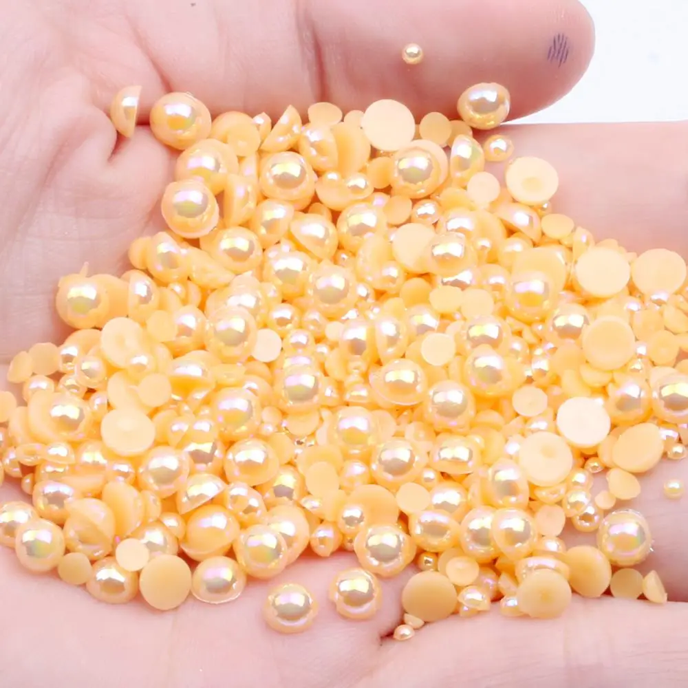 3mm 1000pcs Resin Beads Many AB Colors Loose Imitation Flatback Half Round Pearls For Jewelry Nails Art Tips Decoration - Цвет: 54 orange AB